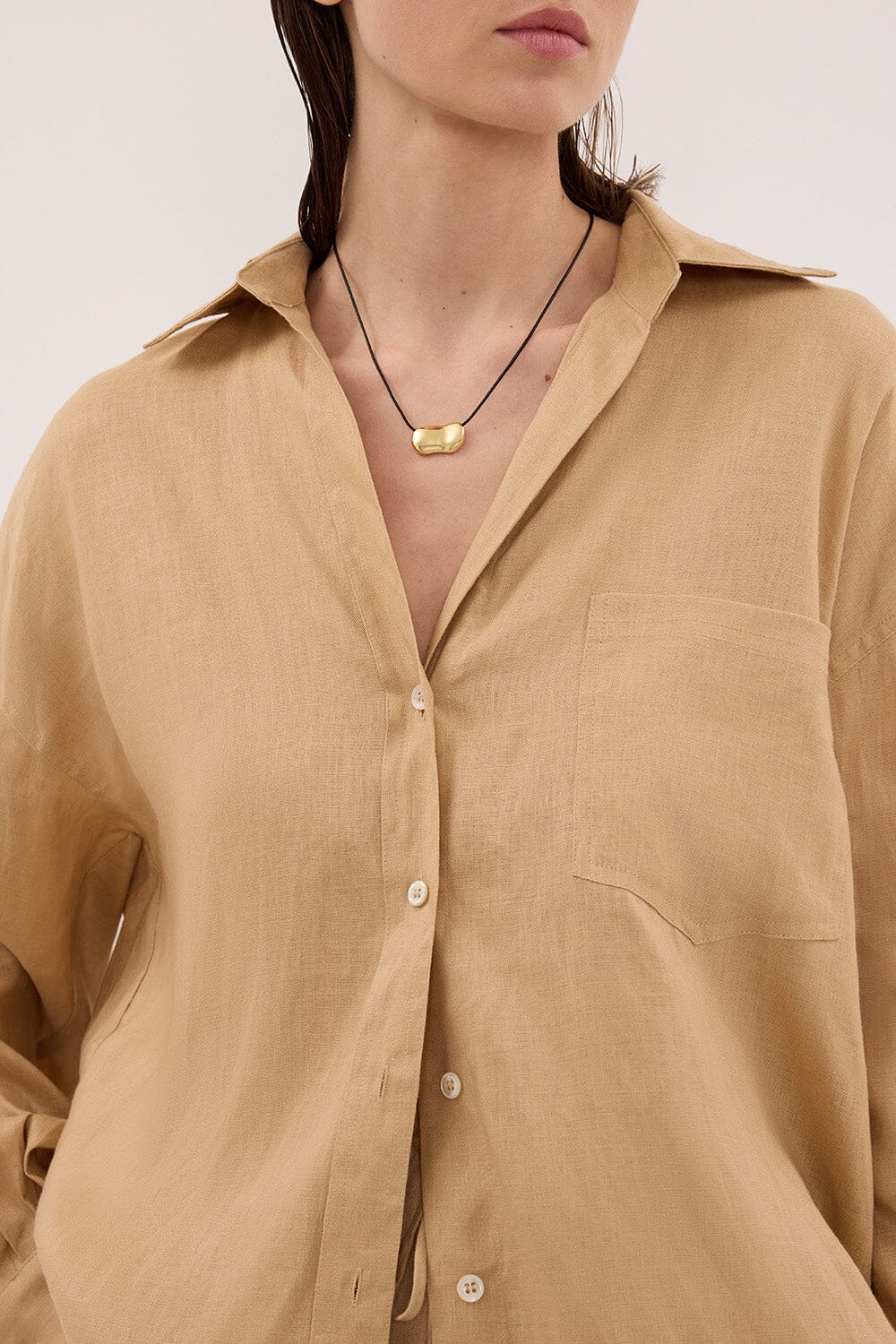 LUNE TAN OVERSIZED LINEN SHIRT Clothing DISSH Boutiques 