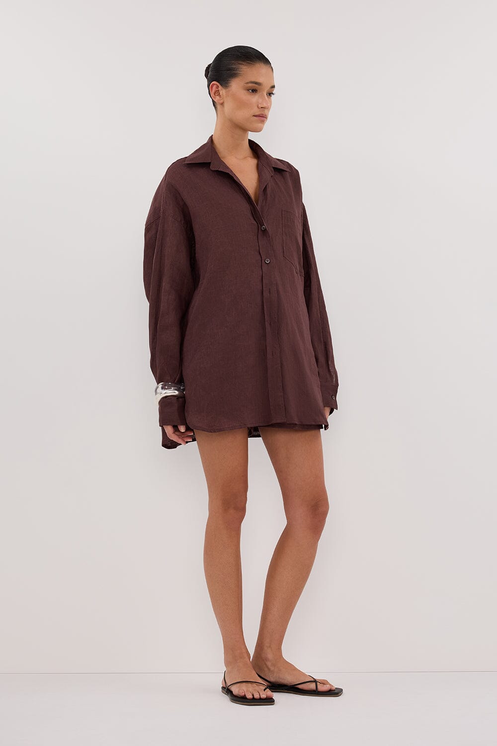 LUNE WALNUT LINEN SHIRT Clothing DISSH Boutiques 