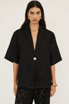 NALA BLACK LINEN RESORT SHIRT