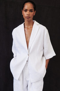 NALA WHITE LINEN RESORT SHIRT