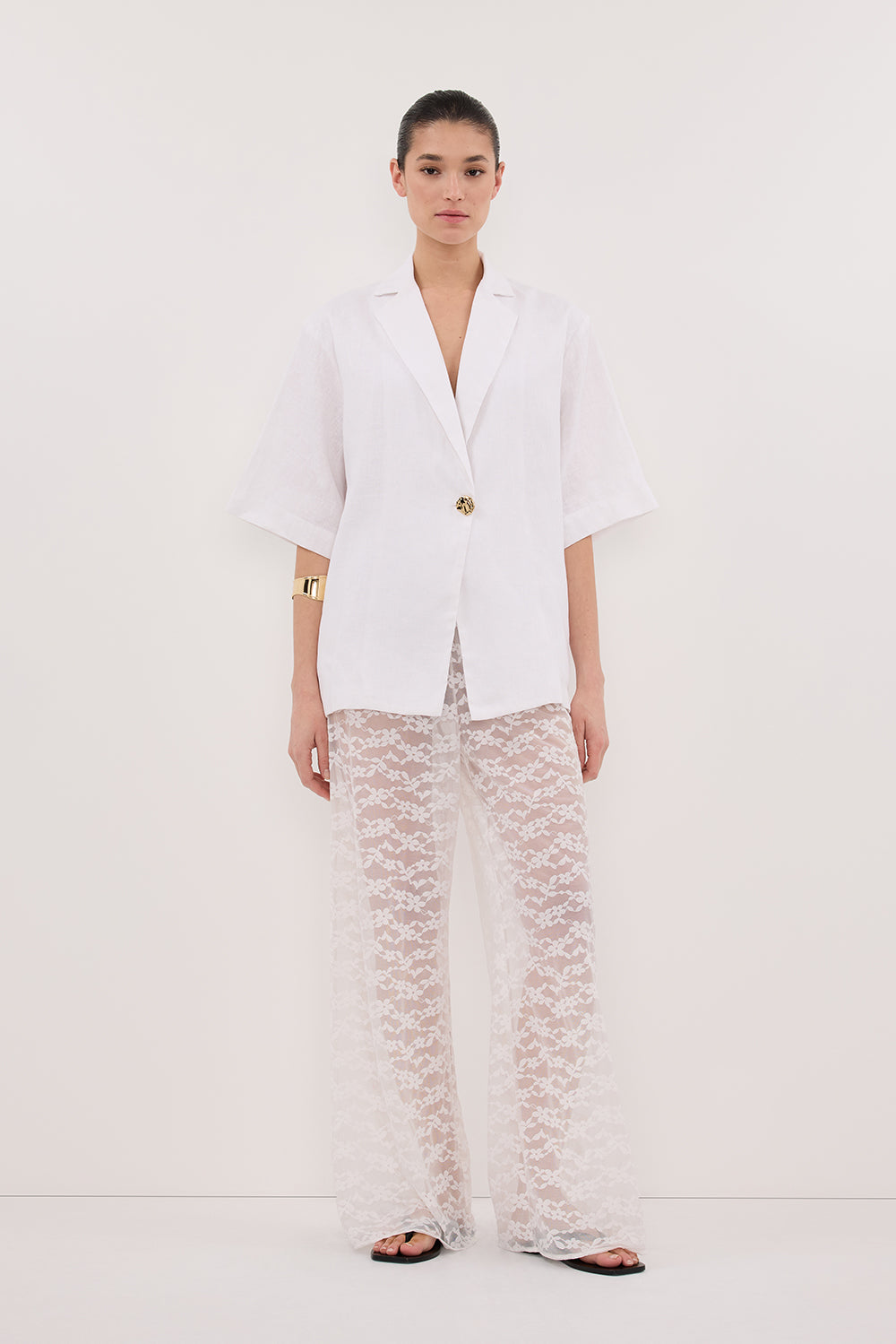 NALA WHITE LINEN RESORT SHIRT Clothing DISSH Boutiques 6 WHITE 