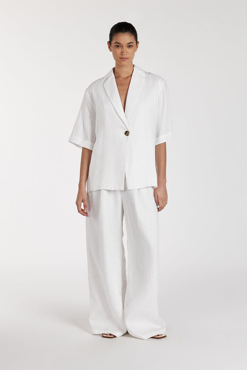 NALA WHITE LINEN RESORT SHIRT Clothing DISSH Boutiques 6 WHITE 