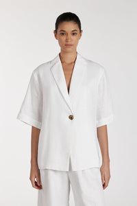 NALA WHITE LINEN RESORT SHIRT