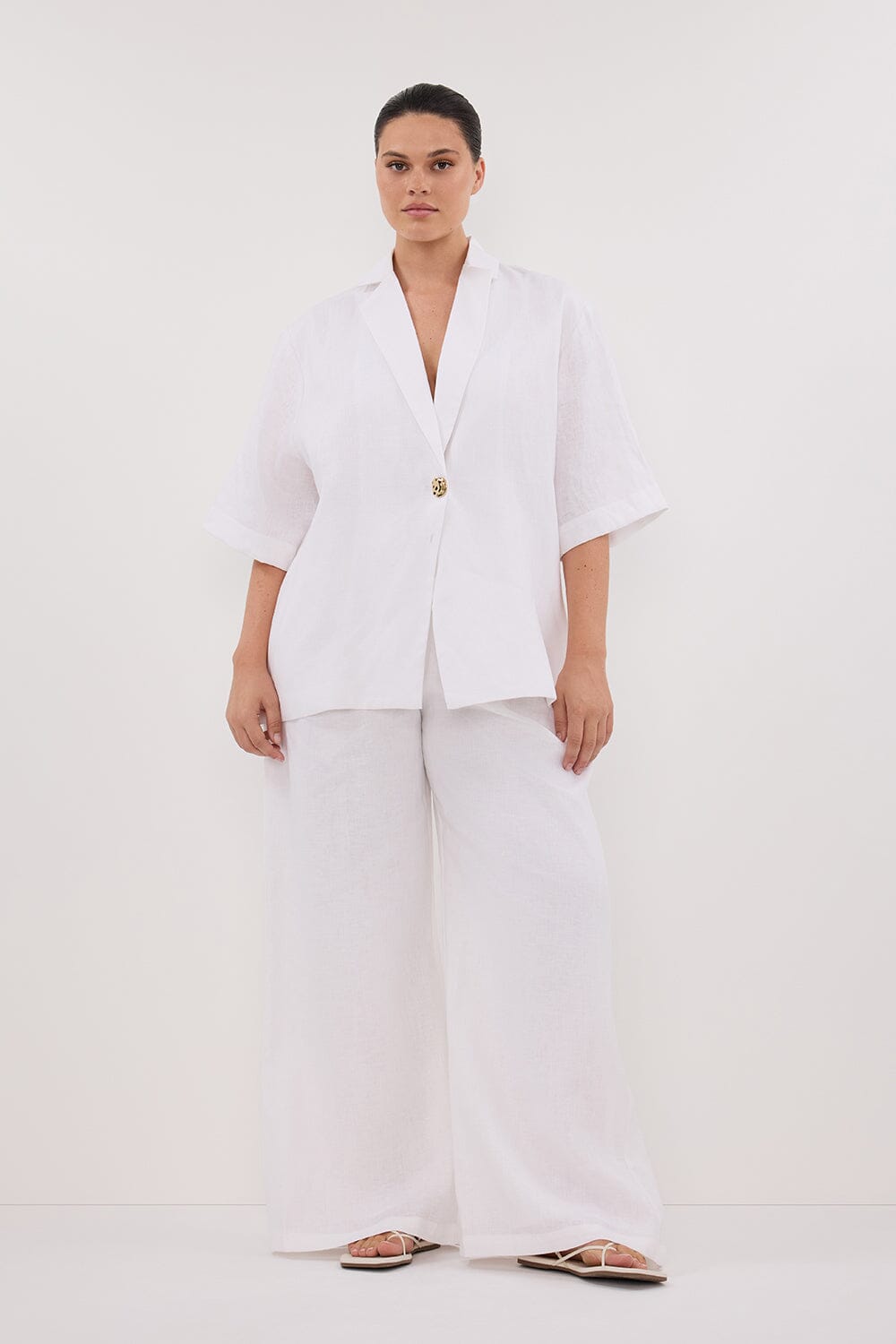 NALA WHITE LINEN RESORT SHIRT Clothing DISSH Boutiques 