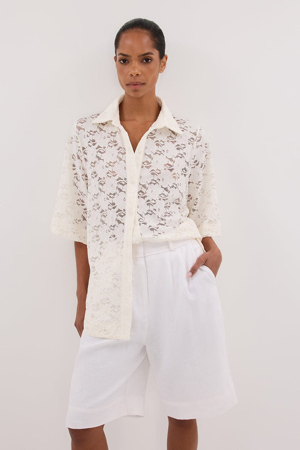 LOULA WHITE LACE SHIRT Clothing DISSH Boutiques 