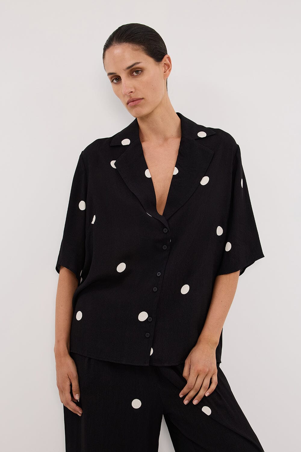 LAURA SPOT SHORT SLEEVE SHIRT Clothing DISSH Boutiques 