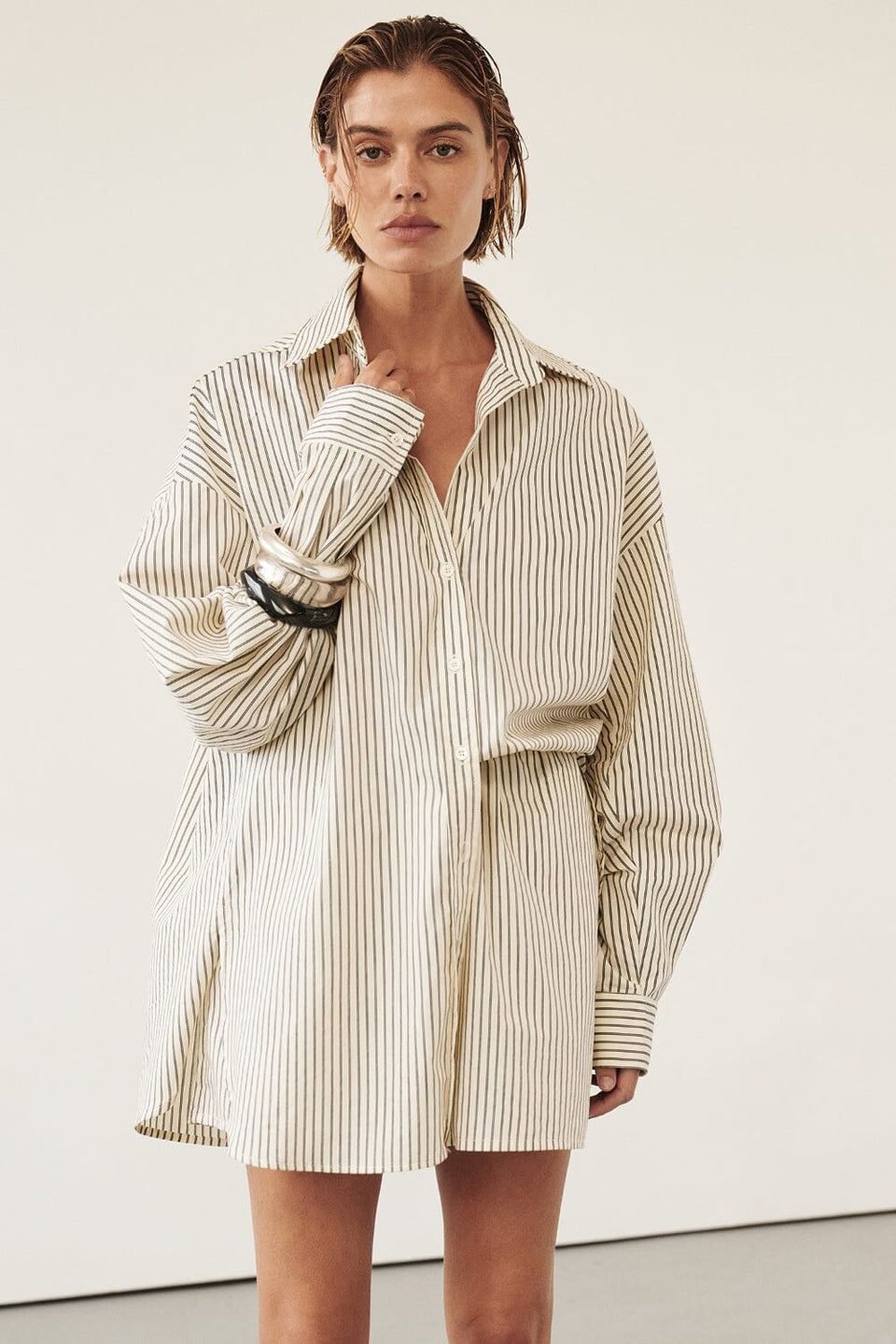 PALMA CREAM SILK BLEND SHIRT Clothing DISSH Boutiques 6 CREAM 