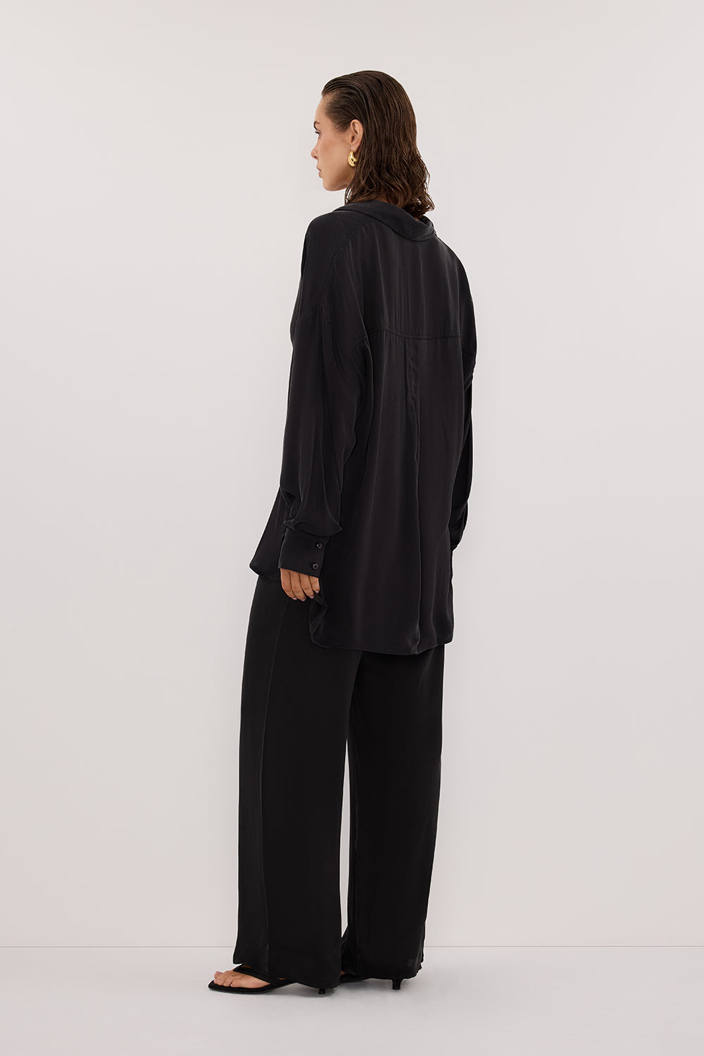 PERCY BLACK SILK LONG SLEEVE SHIRT Clothing DISSH Boutiques 