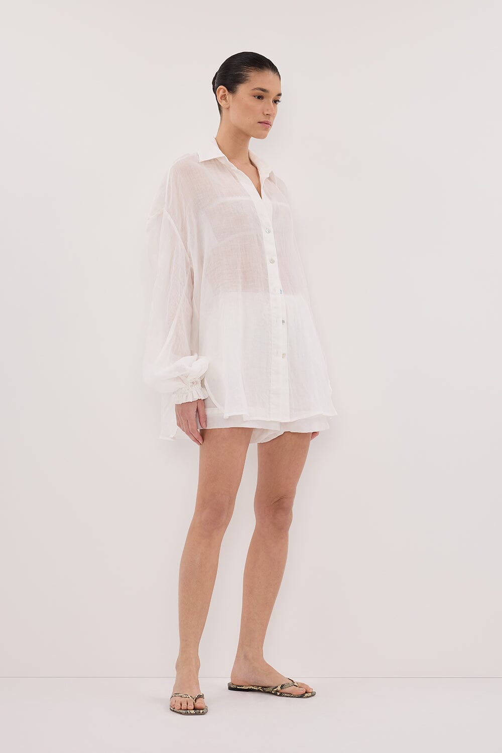 MILLER WHITE RAMIE LONG SLEEVE SHIRT Clothing DISSH Boutiques 