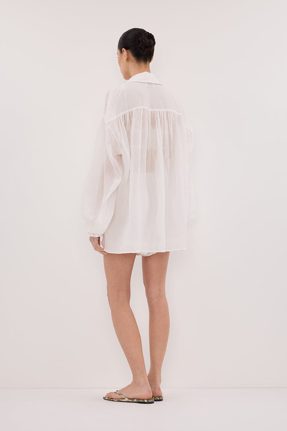MILLER WHITE RAMIE LONG SLEEVE SHIRT Clothing DISSH Boutiques 