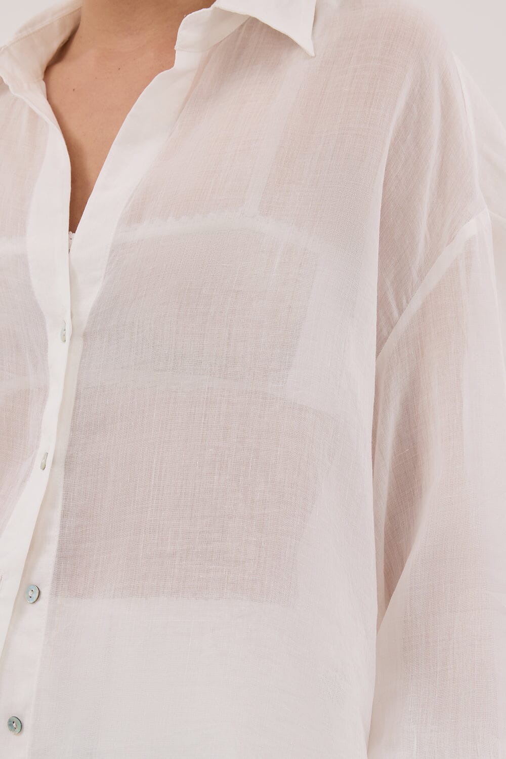 MILLER WHITE RAMIE LONG SLEEVE SHIRT Clothing DISSH Boutiques 