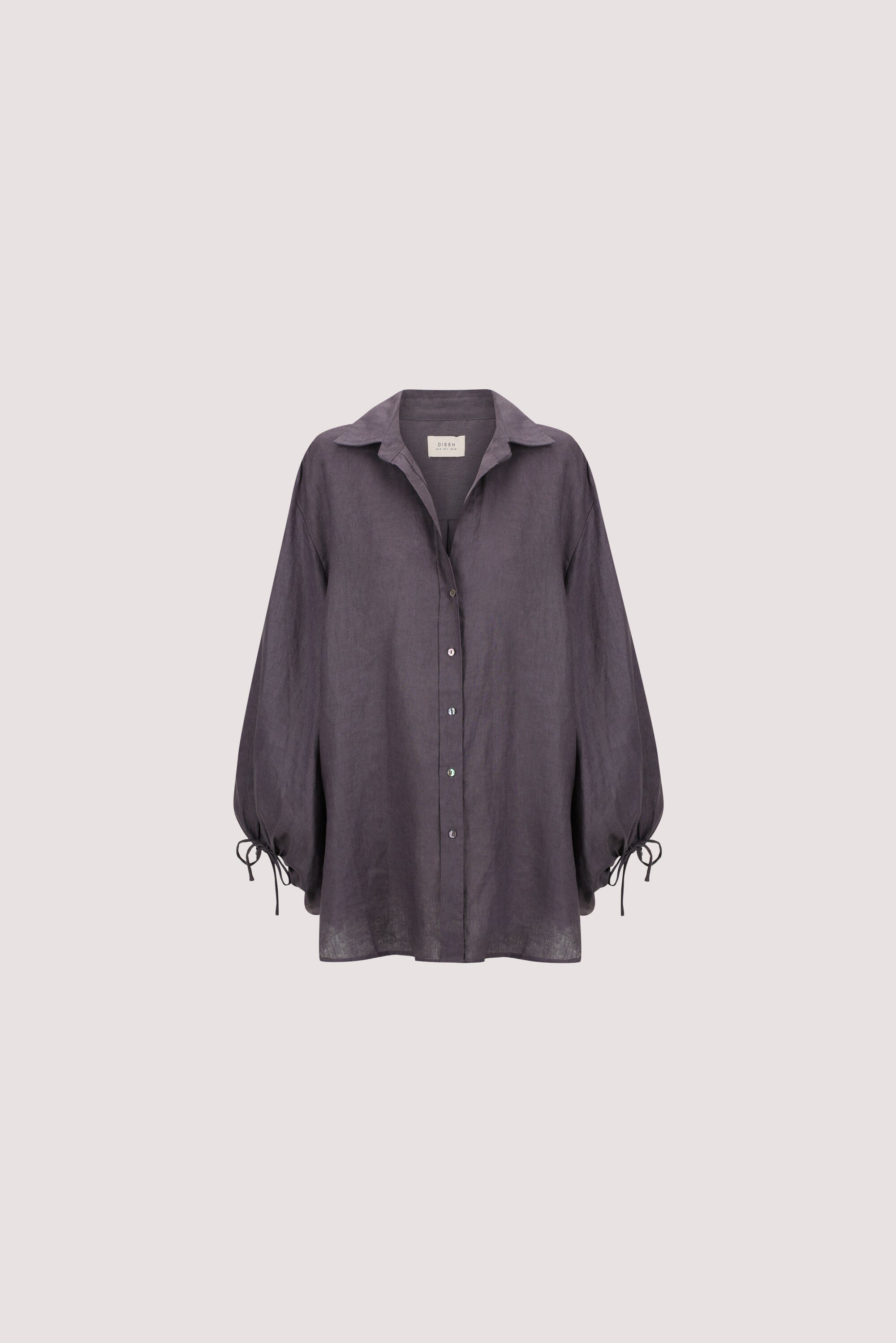 CARLA WASHED INDIGO LONG SLEEVE LINEN SHIRT