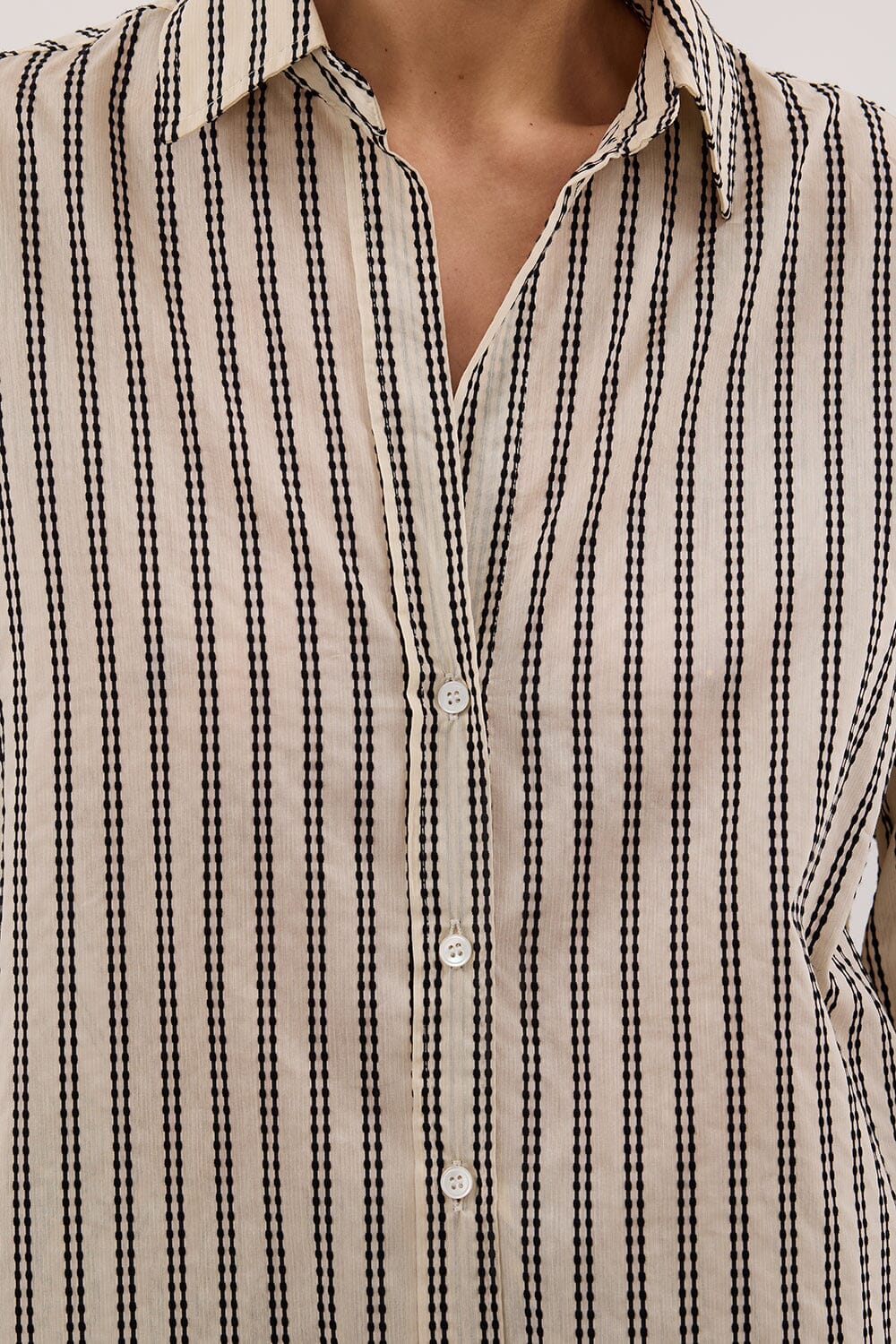 ELLIE CREAM LONG SLEEVE STRIPE SHIRT Clothing DISSH Boutiques 