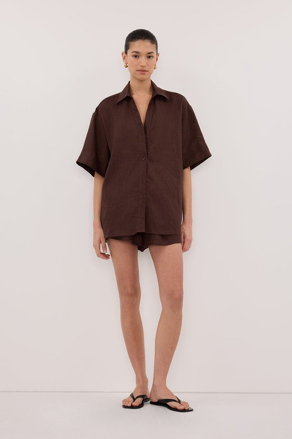 HELENA COCOA LINEN SHIRT Clothing DISSH Boutiques 