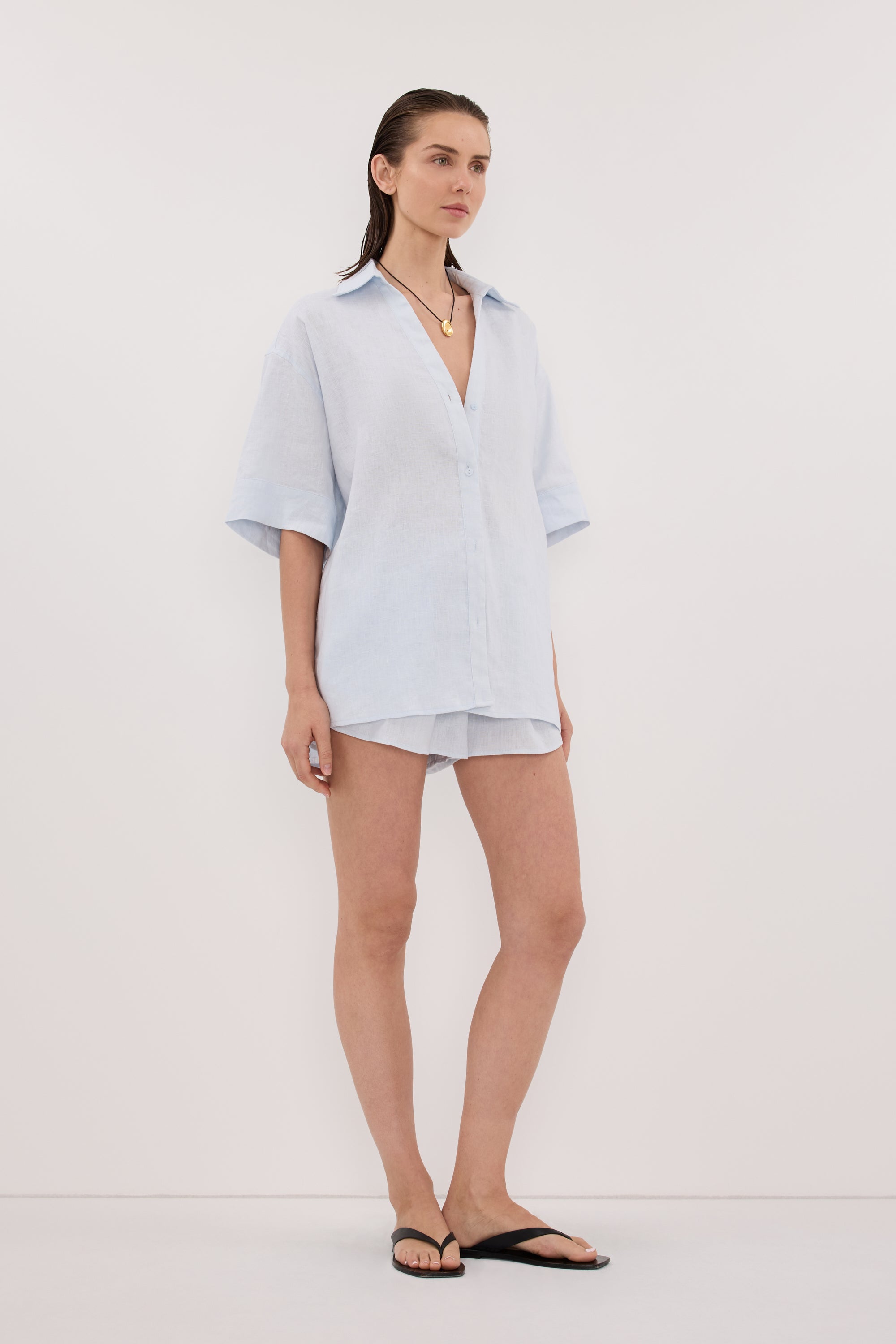 HELENA CORNFLOWER OVERSIZED LINEN SHIRT