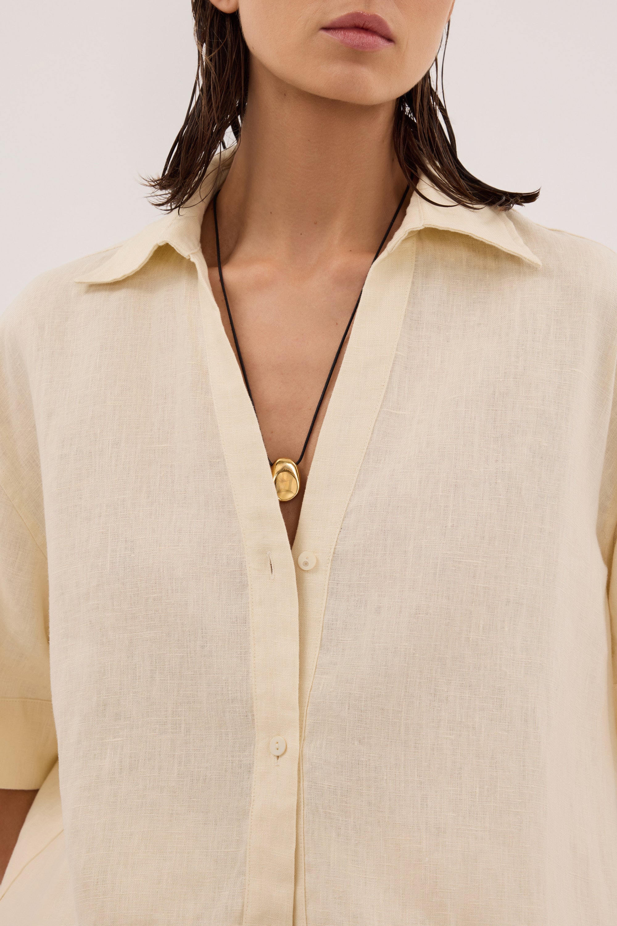 HELENA STRAW OVERSIZED LINEN SHIRT