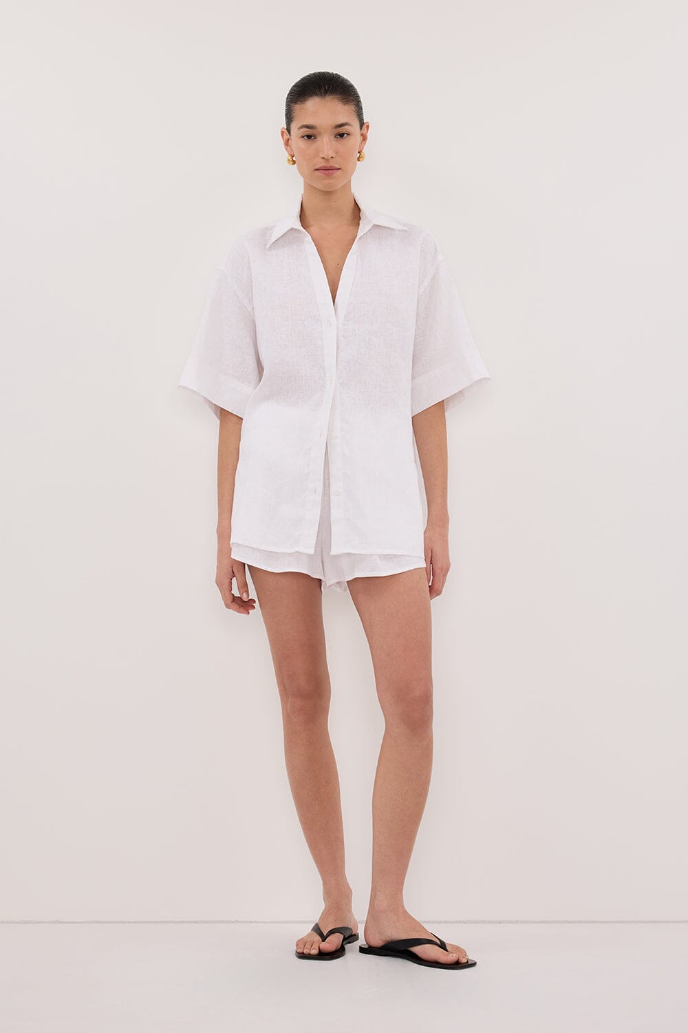 HELENA WHITE OVERSIZED LINEN SHIRT