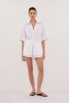 HELENA WHITE SHORT SLEEVE LINEN SHIRT