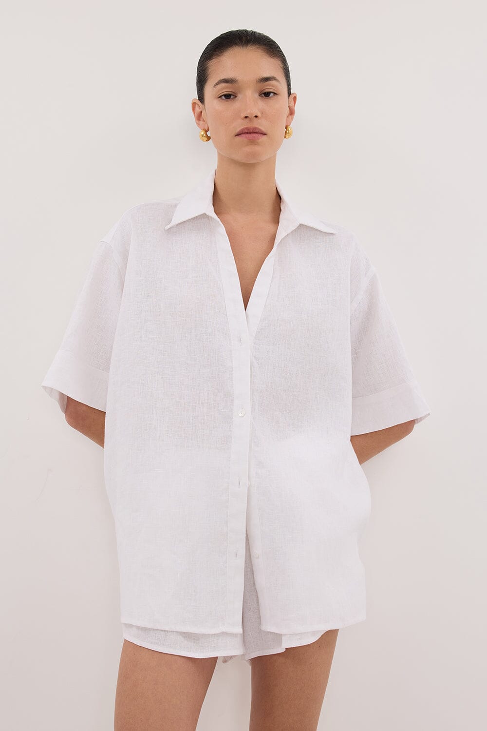 HELENA WHITE OVERSIZED LINEN SHIRT