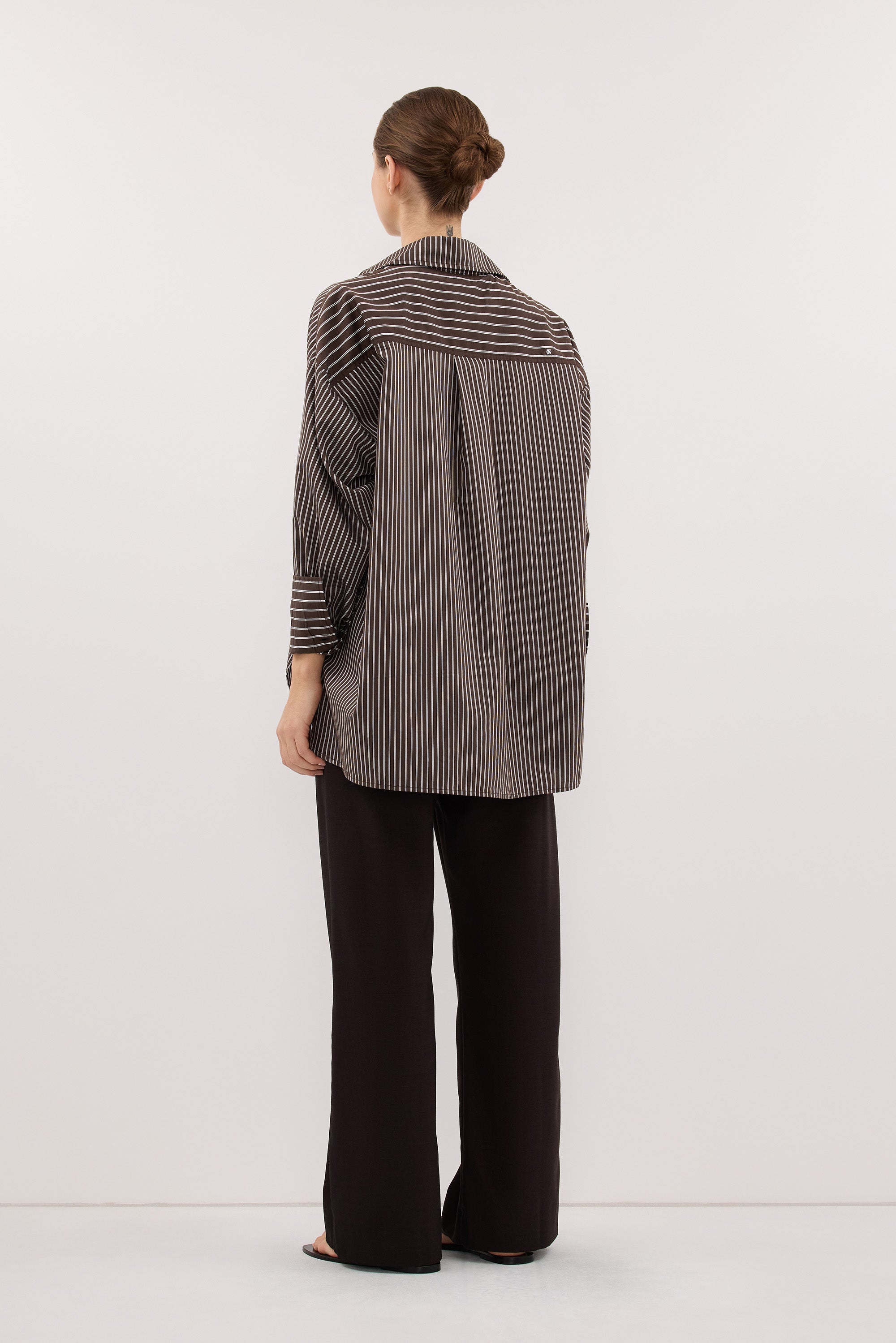 SABLE OVERSIZED BITTER CHOC SILK BLEND SHIRT