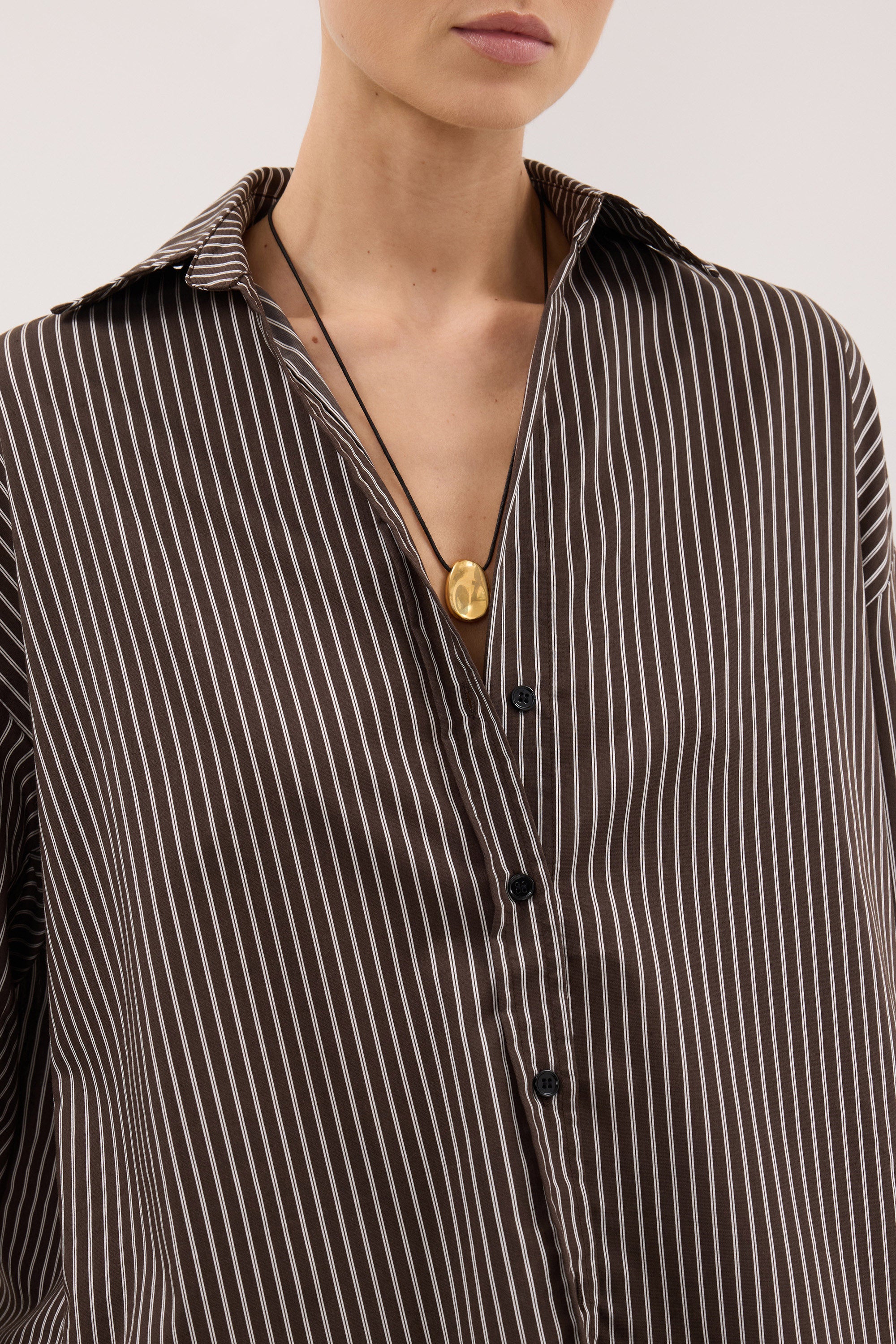 SABLE OVERSIZED BITTER CHOC SILK BLEND SHIRT