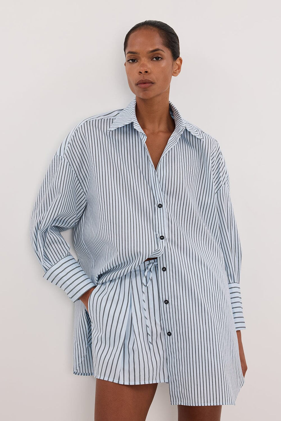 SABLE ICE BLUE SILK BLEND SHIRT Clothing DISSH Boutiques 