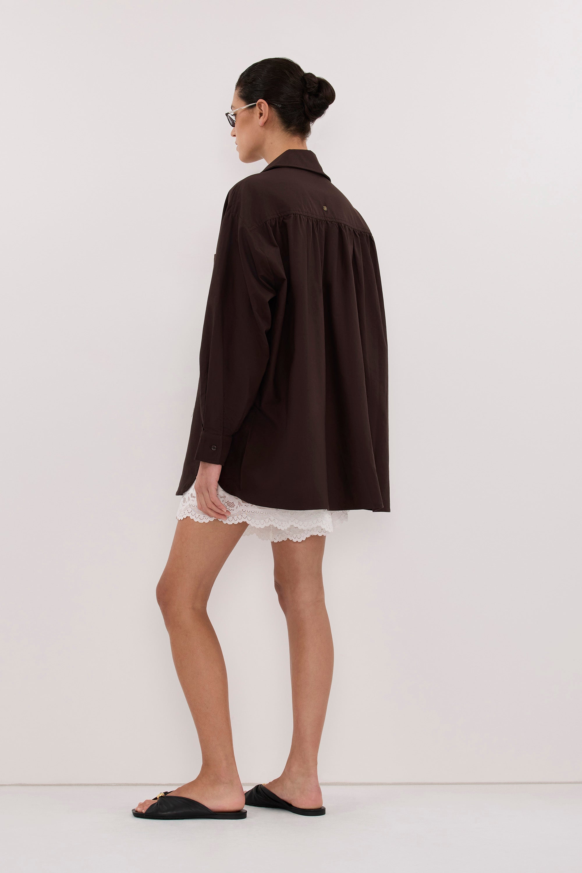 RHEA 2.0 BURNT CHOC OVERSIZED COTTON SHIRT