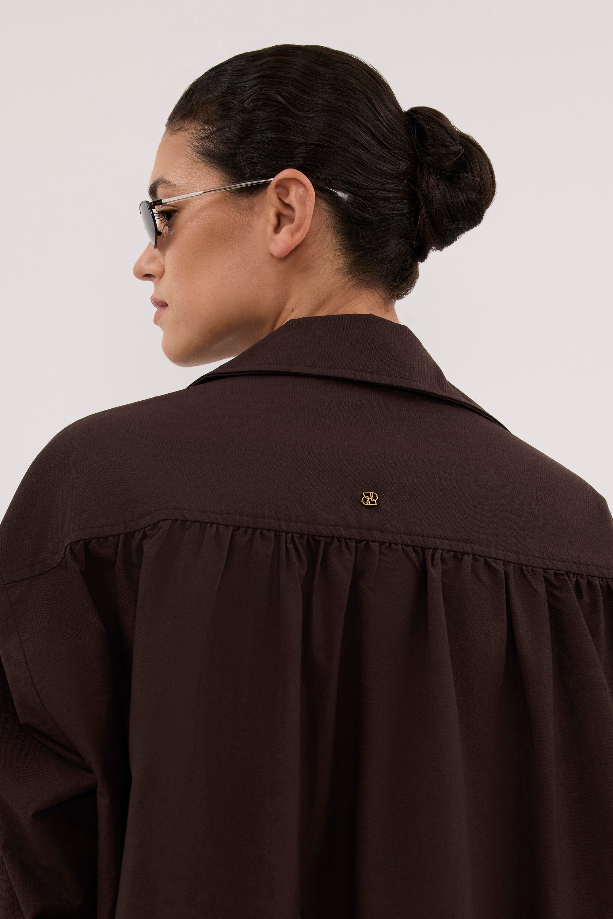 RHEA 2.0 BURNT CHOC OVERSIZED COTTON SHIRT