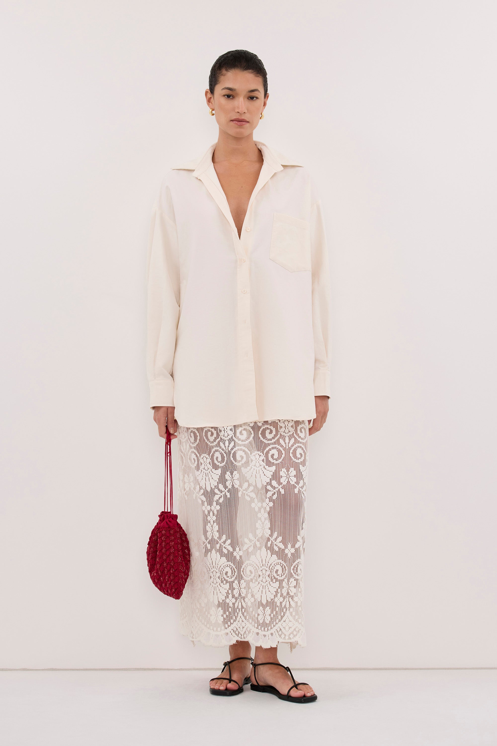 RHEA 2.0 CREAM OVERSIZED COTTON SHIRT