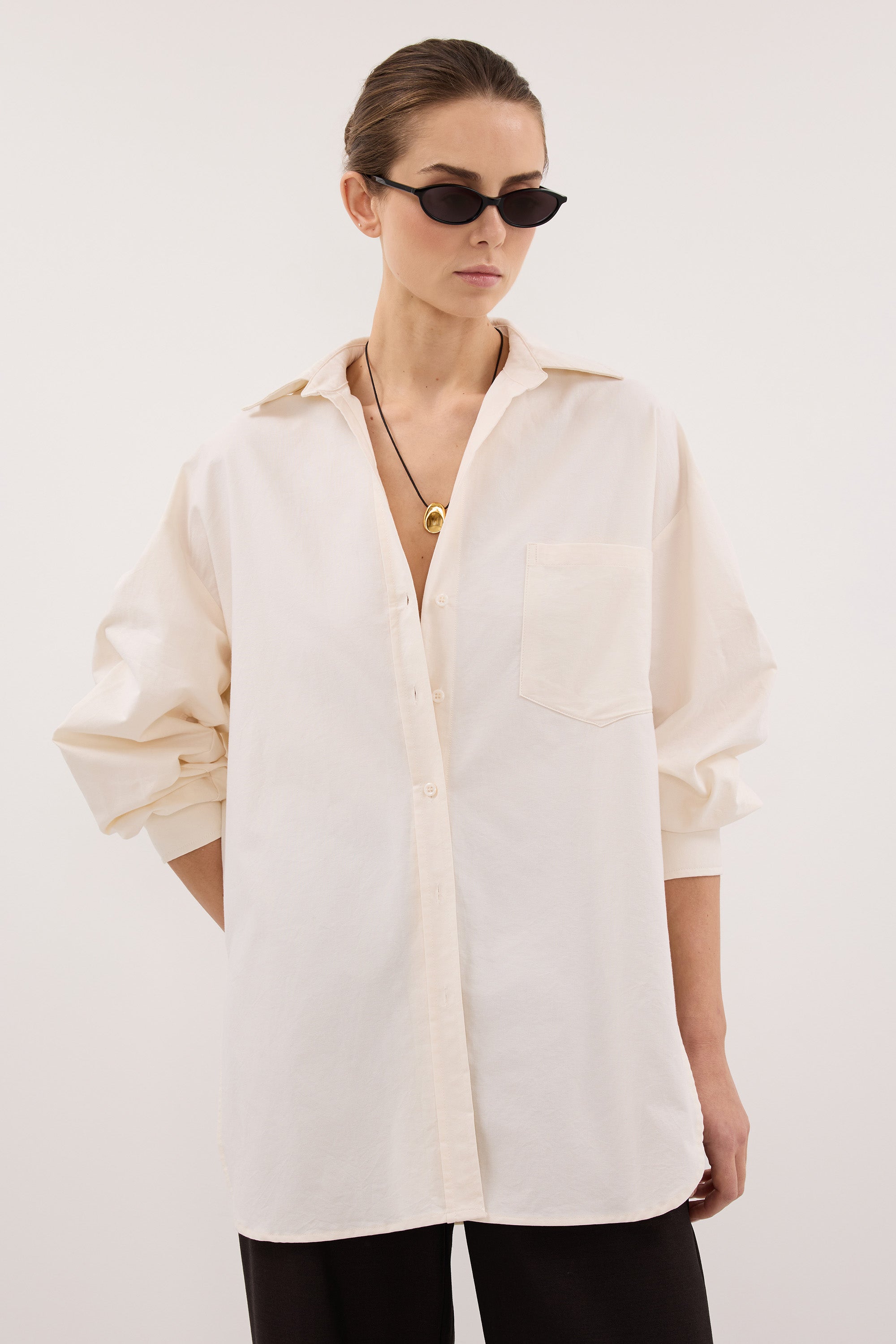 RHEA 2.0 CREAM OVERSIZED COTTON SHIRT