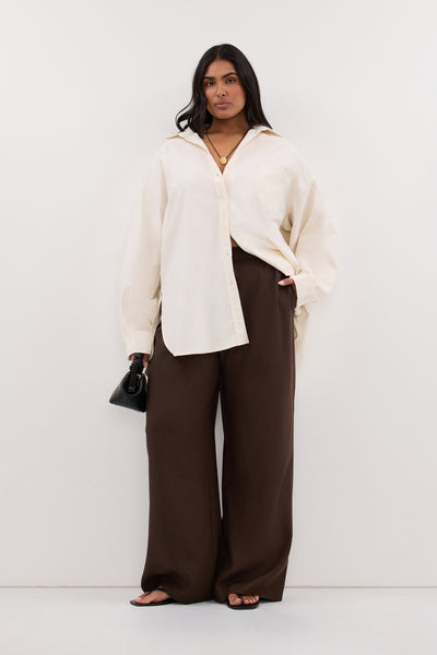Shanaya wearing RHEA 2.0 CREAM OVERSIZED COTTON SHIRT