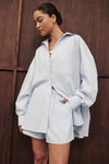 RHEA 2.0 ICE BLUE OVERSIZED COTTON SHIRT
