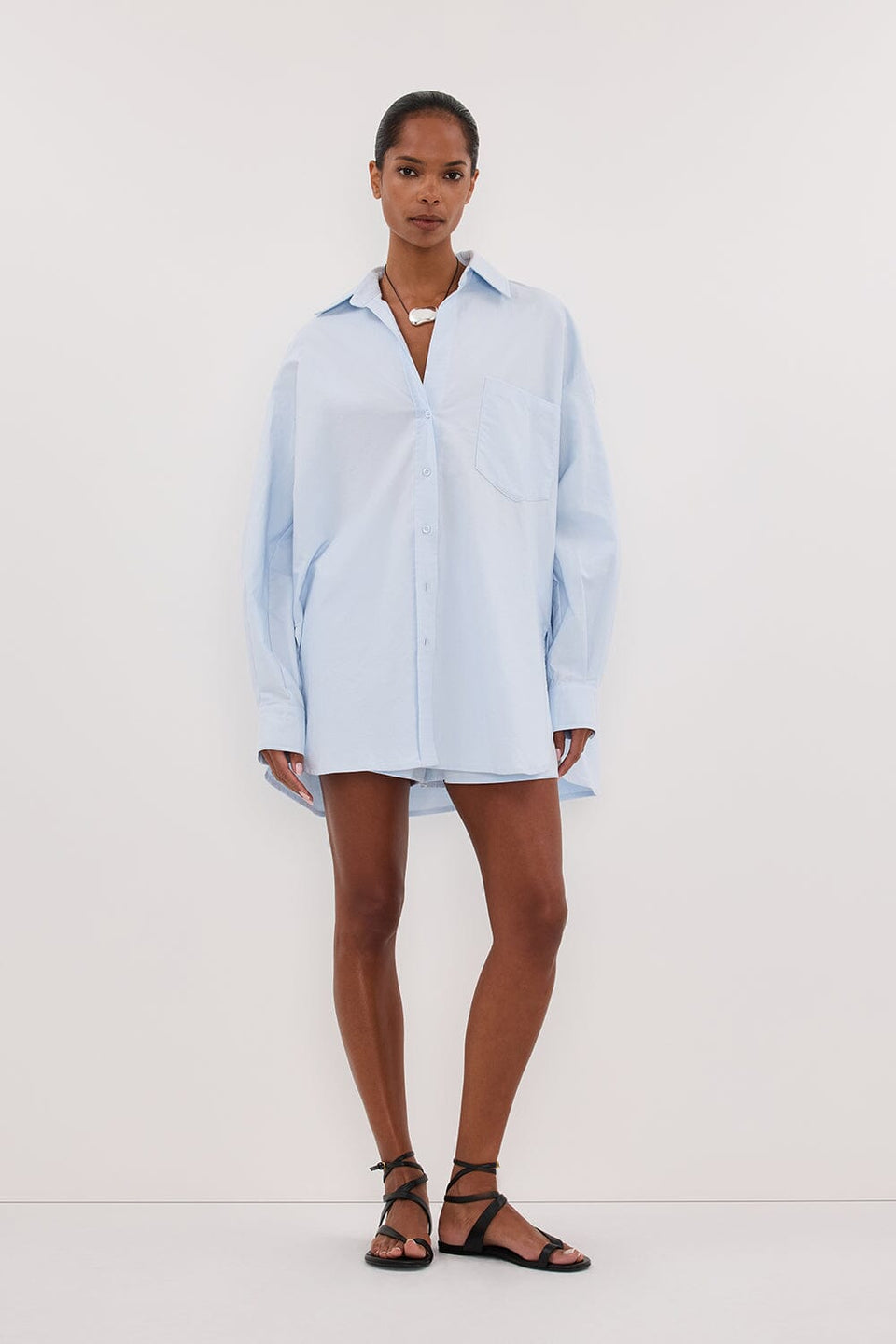 RHEA 2.0 ICE BLUE OVERSIZED COTTON SHIRT Clothing DISSH Boutiques 