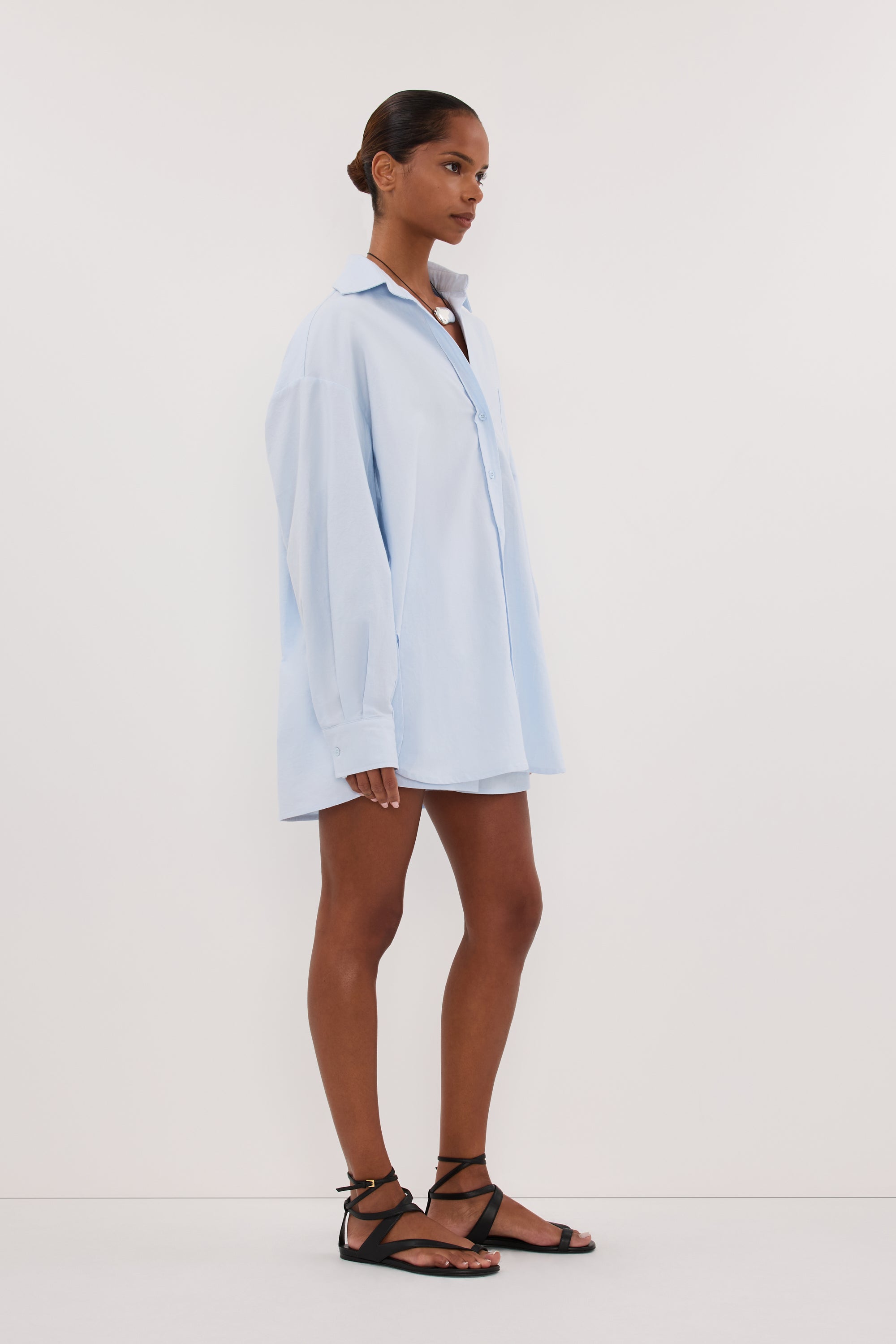 RHEA 2.0 ICE BLUE OVERSIZED COTTON SHIRT