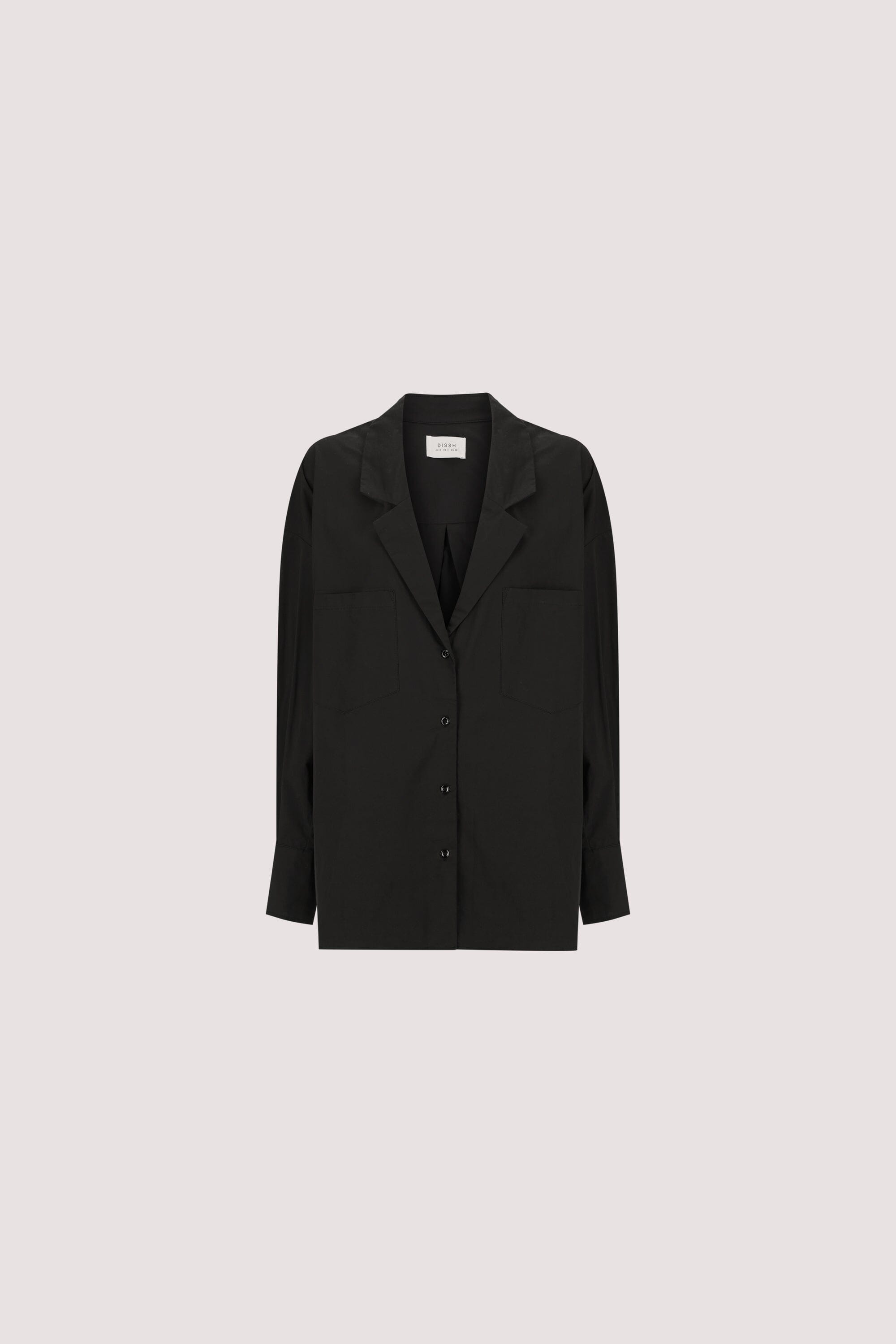 IRENE BLACK LONG SLEEVE NOTCH COLLAR SHIRT