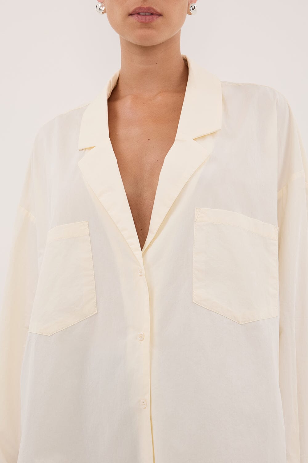 IRENE BUTTER LONG SLEEVE NOTCH COLLAR SHIRT