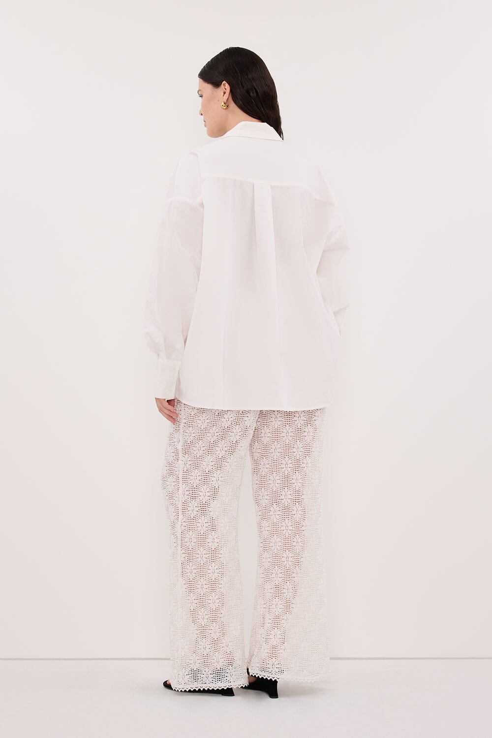 IRENE WHITE LONG SLEEVE NOTCH COLLAR SHIRT Clothing DISSH Boutiques 