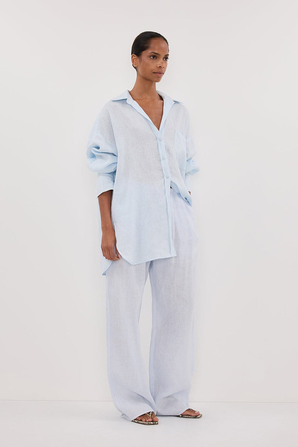 ELLIS ICE BLUE LONG SLEEVE LINEN SHIRT - PRE ORDER Clothing DISSH Boutiques 
