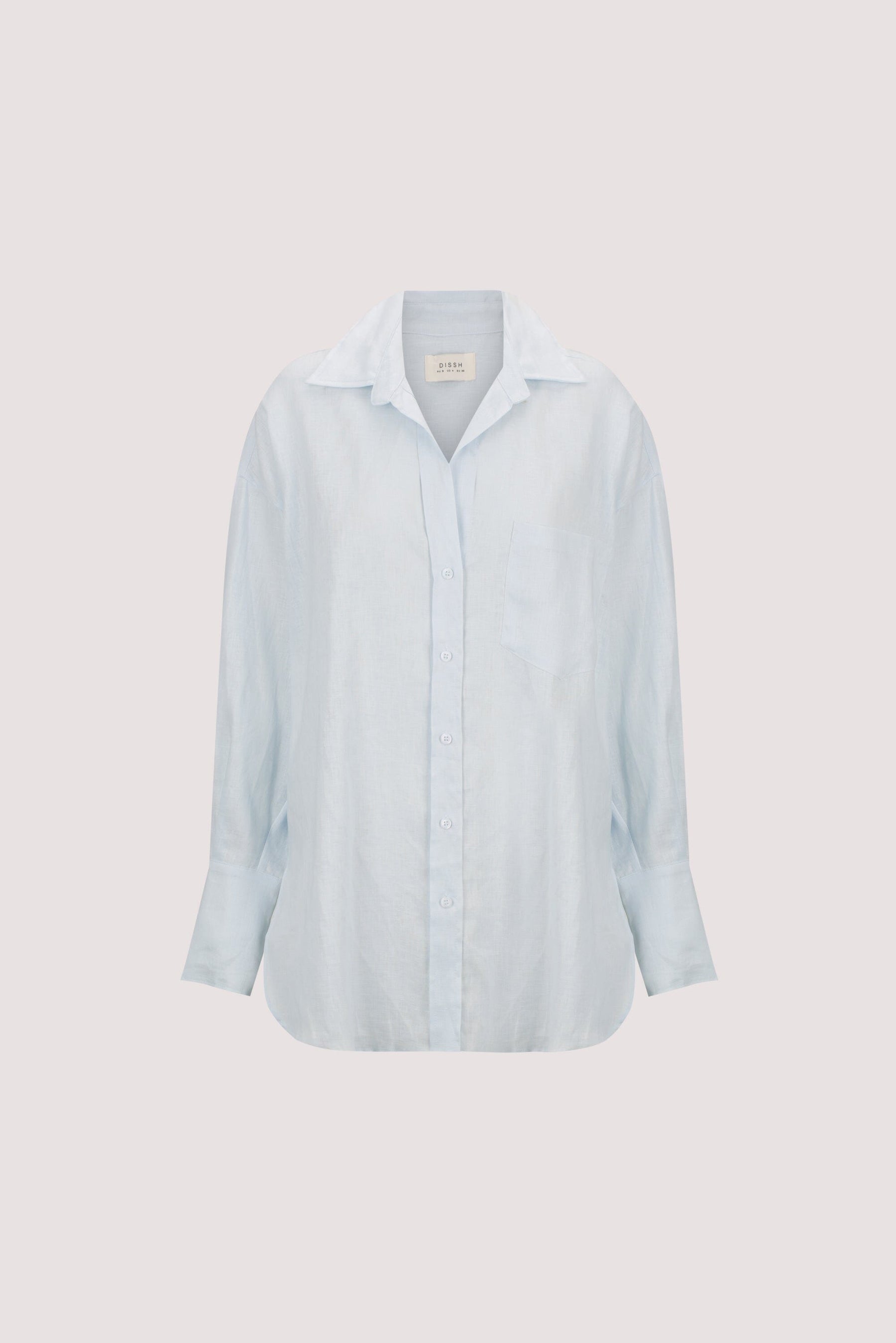 ELLIS ICE BLUE LONG SLEEVE LINEN SHIRT Clothing DISSH Boutiques 