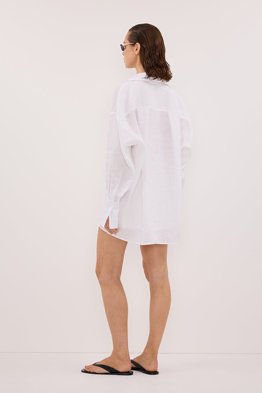 ELLIS WHITE LONG SLEEVE LINEN SHIRT