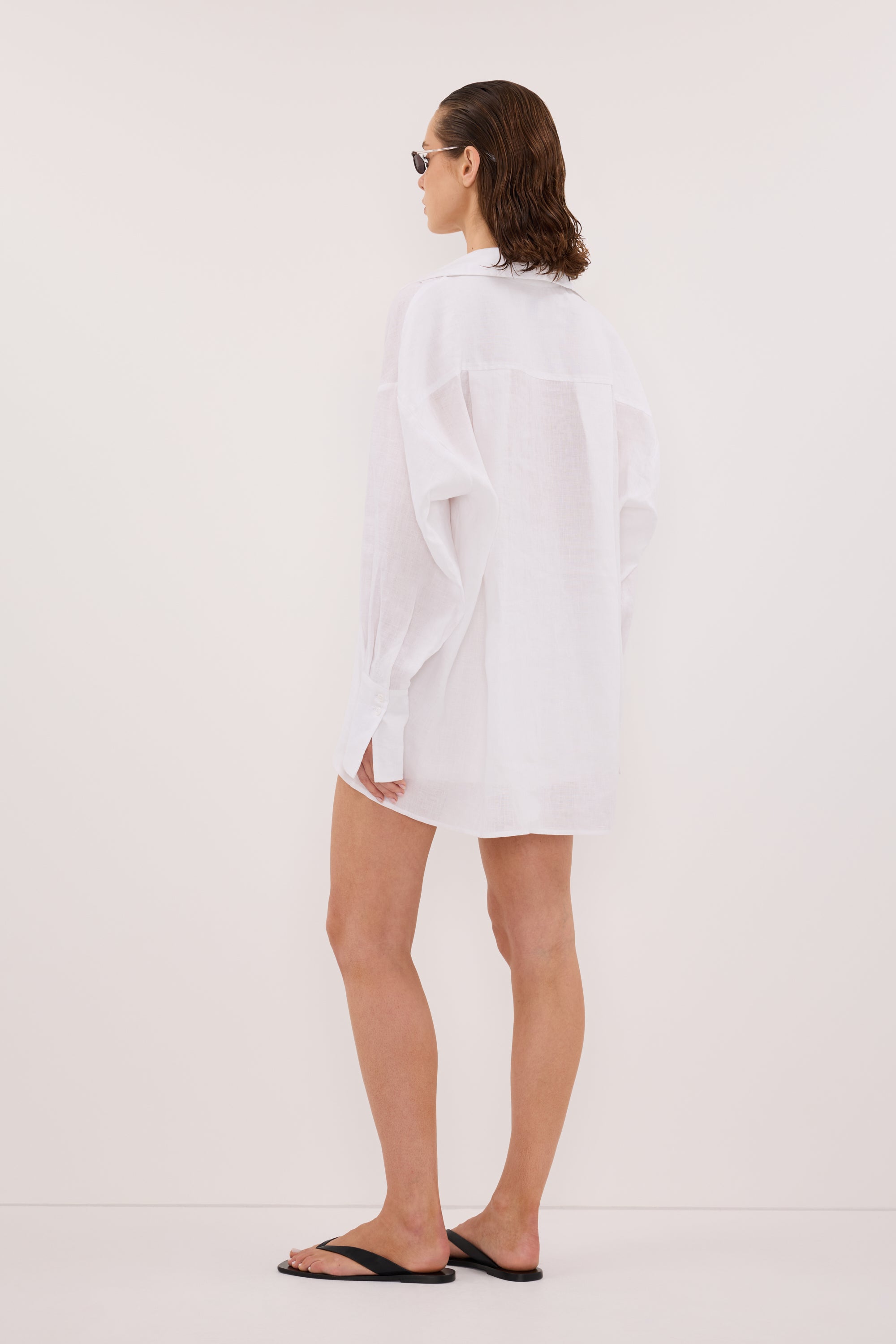 ELLIS WHITE LONG SLEEVE LINEN SHIRT