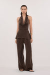 ADDIE BITTER CHOC CUPRO DRAWSTRING PANT