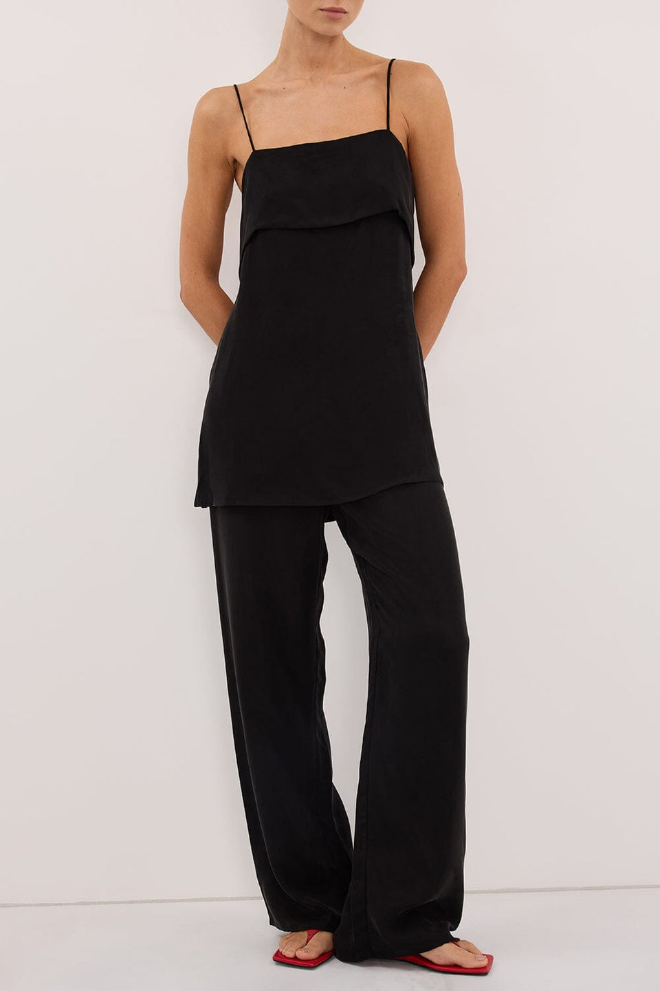 ADDIE BLACK CUPRO DRAWSTRING PANT