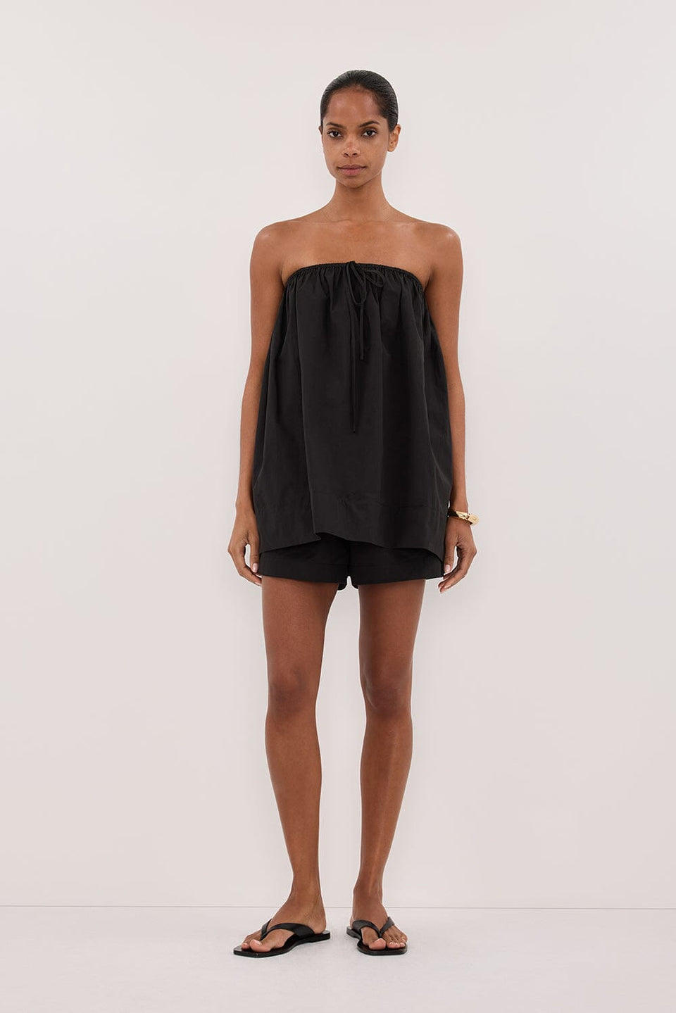 SOMMER BLACK STRAPLESS POPLIN TOP Clothing DISSH Boutiques 