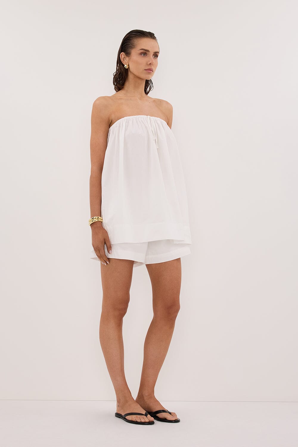 SOMMER WHITE STRAPLESS POPLIN TOP Clothing DISSH Boutiques 