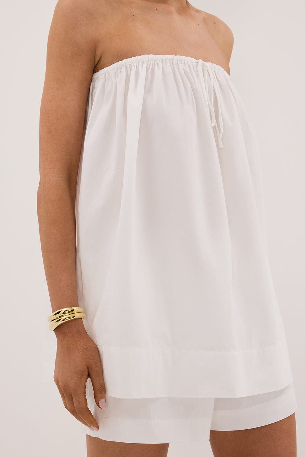 SOMMER WHITE STRAPLESS POPLIN TOP Clothing DISSH Boutiques 