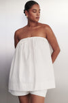 SOMMER WHITE STRAPLESS POPLIN TOP