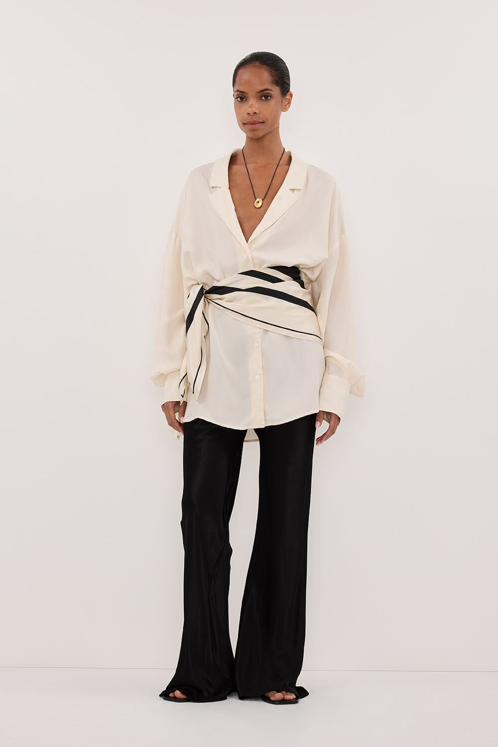 LUCILLE STRAW LONG SLEEVE CUPRO SHIRT - PRE ORDER Clothing DISSH Boutiques 