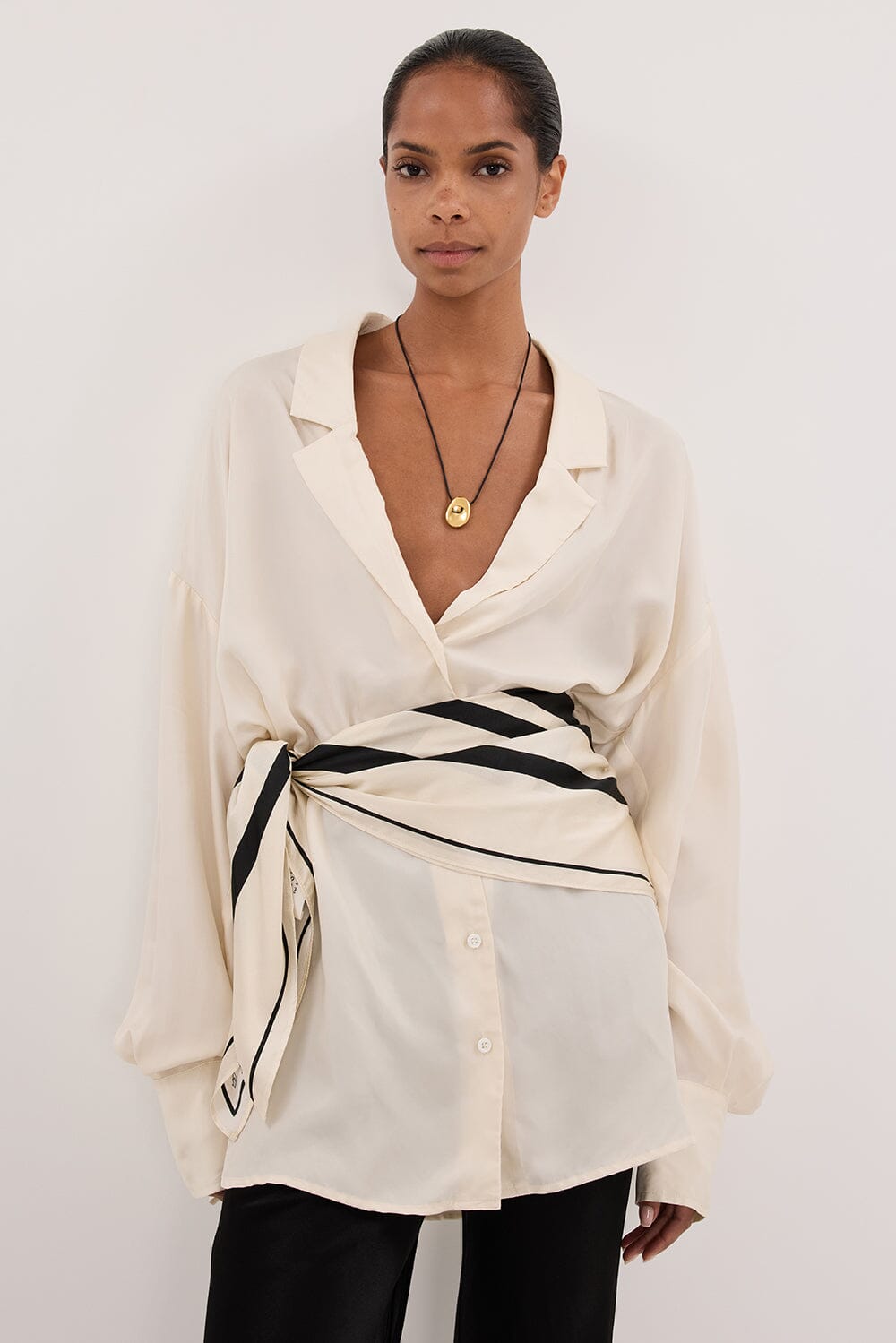 LUCILLE STRAW LONG SLEEVE CUPRO SHIRT - PRE ORDER Clothing DISSH Boutiques 