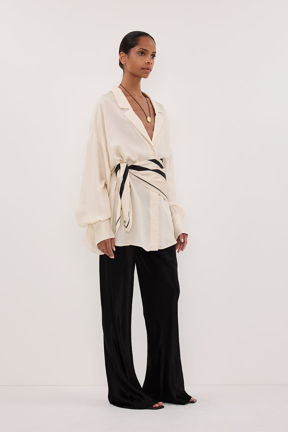 LUCILLE STRAW LONG SLEEVE CUPRO SHIRT - PRE ORDER Clothing DISSH Boutiques 